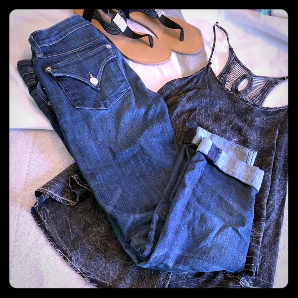 Hudson Bacara Crop Straight Cuffed Jeans